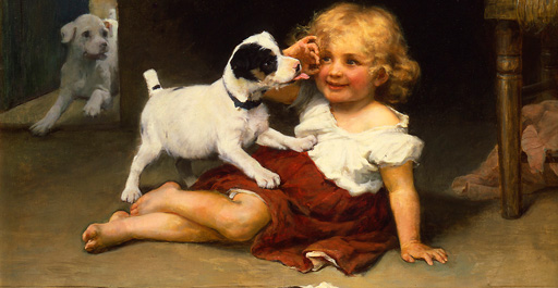 Картины детей с собаками